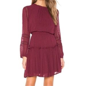 MISA LOS ANGELES ALIN LONG SLEEVE DRESS BURGUNDY SMALL